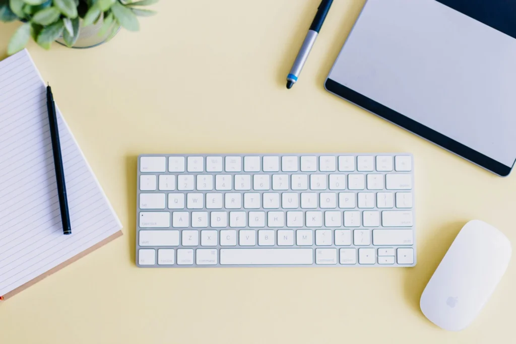 White Keyboard on Work Desk
