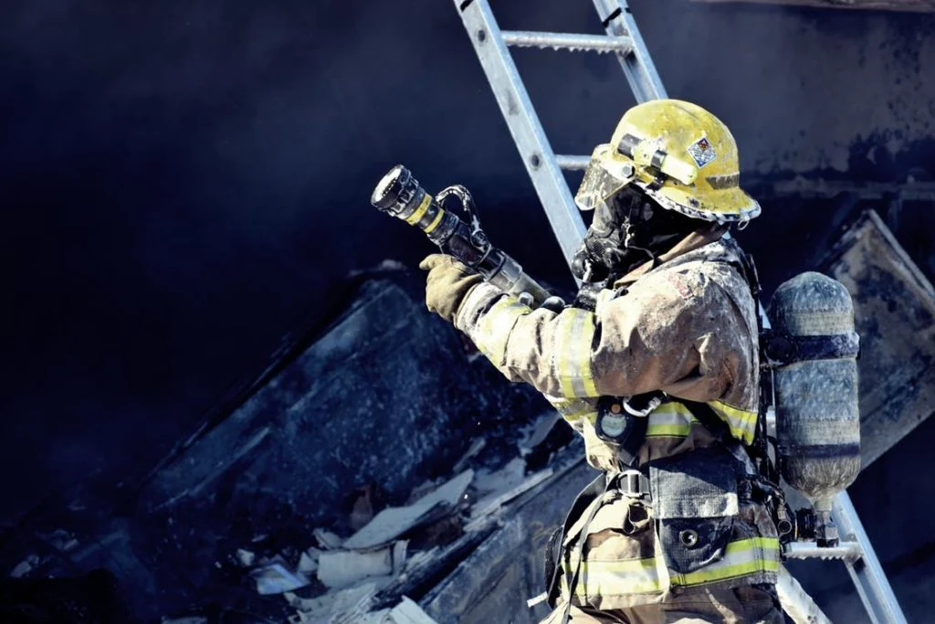 Firefighter Extinguishing Fire