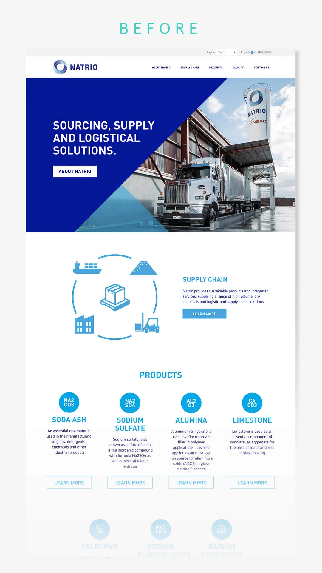 Natrio Homepage Before View