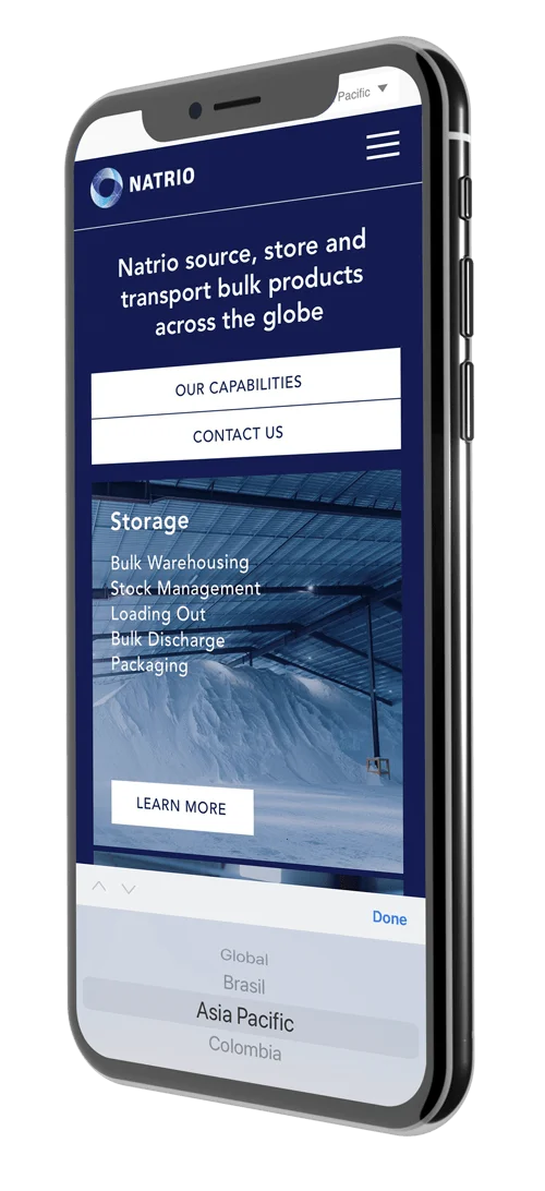 Natrio mobile website design mockup