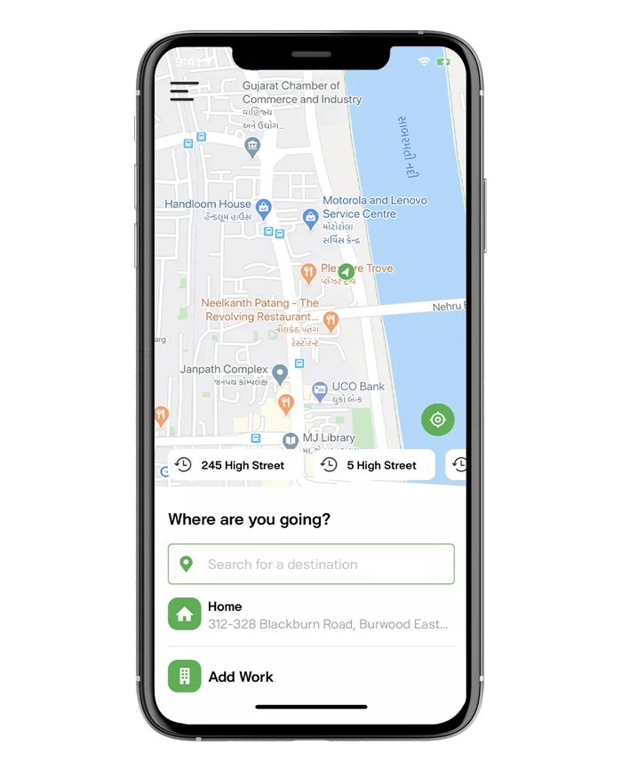 A design mockup of the Best Ride App on a mobile device