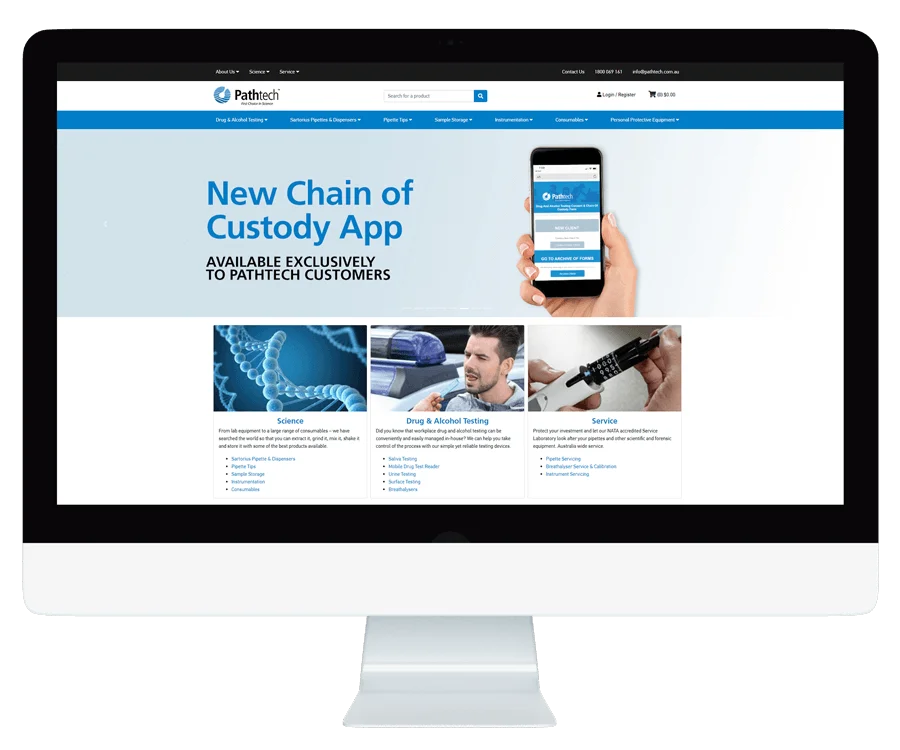 Pathtech Website on iMac