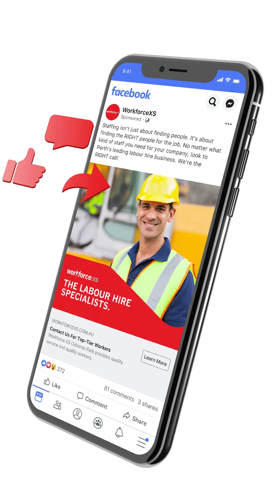 WorkforceXS Facebook advertising preview