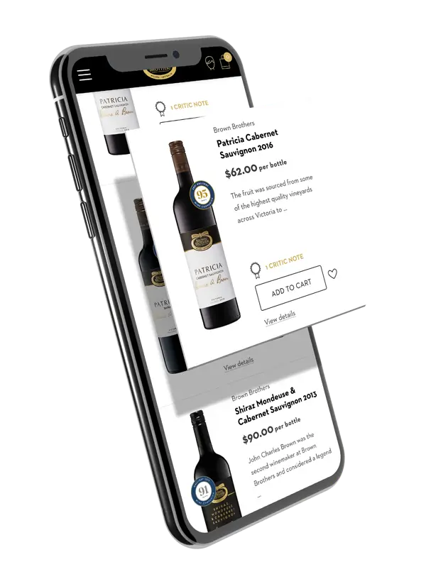 Brown Brothers Product Selections Page on Phone