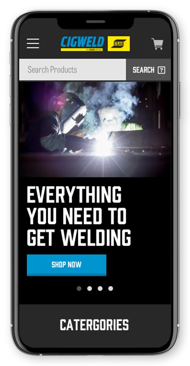 Cigweld Mobile Website Design Mockup