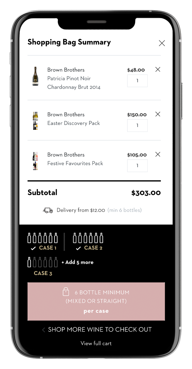 Brown Brothers Mobile Website Shopping Bag Summary