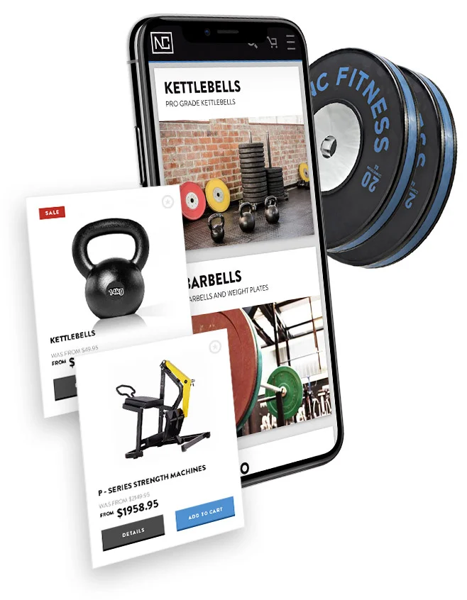 NC Fitness website layout presente in different ways