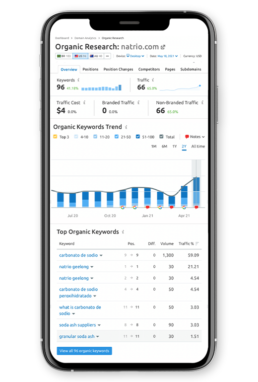 Natrio Top Organic Keyword Result