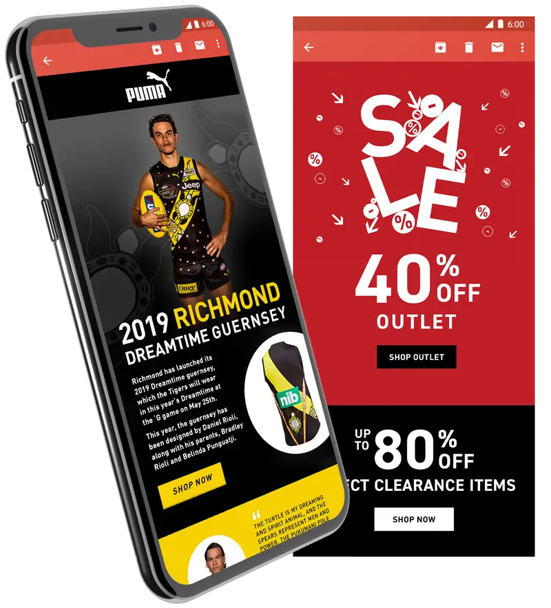 Puma AFL Player Page view on Phone