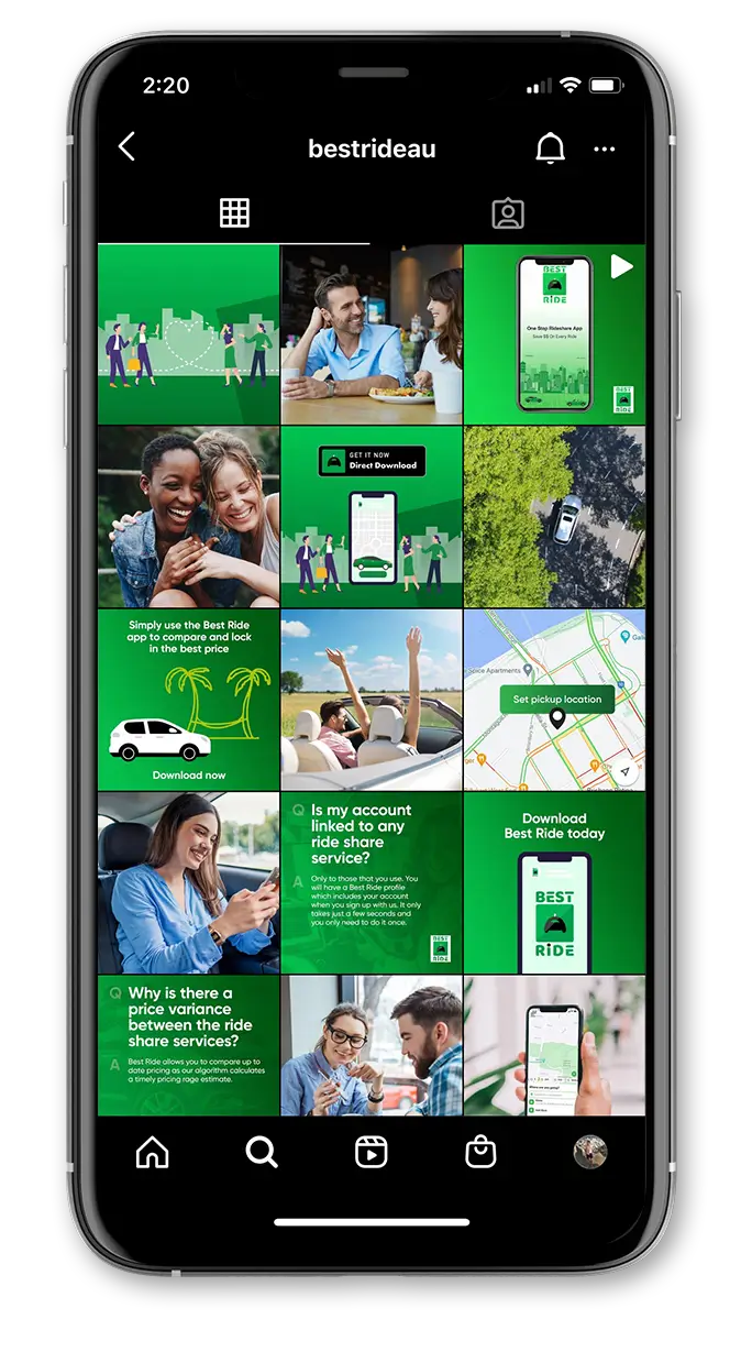 Best Ride AU Instagram Feed Preview on Phone