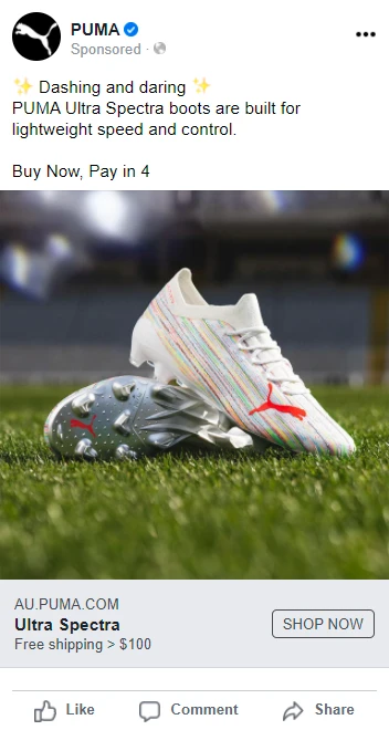 Puma Product Facebook Advertising