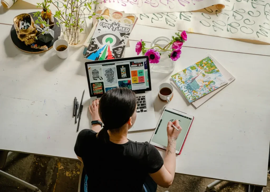 Female Employee Working on Logo Design