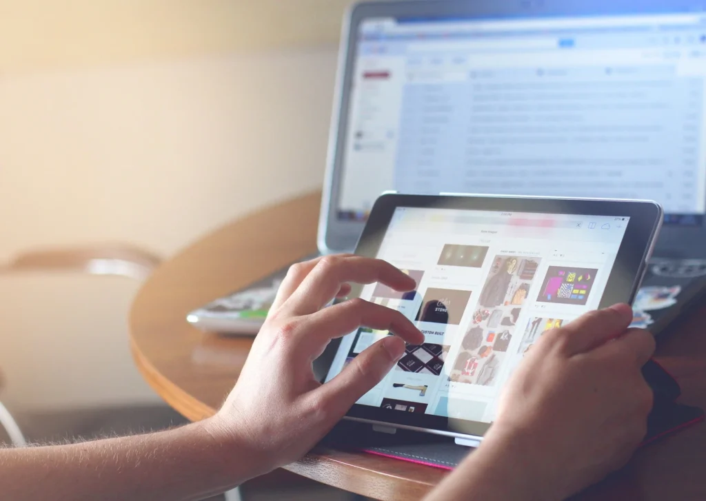 Woman Scrolling on Ipad