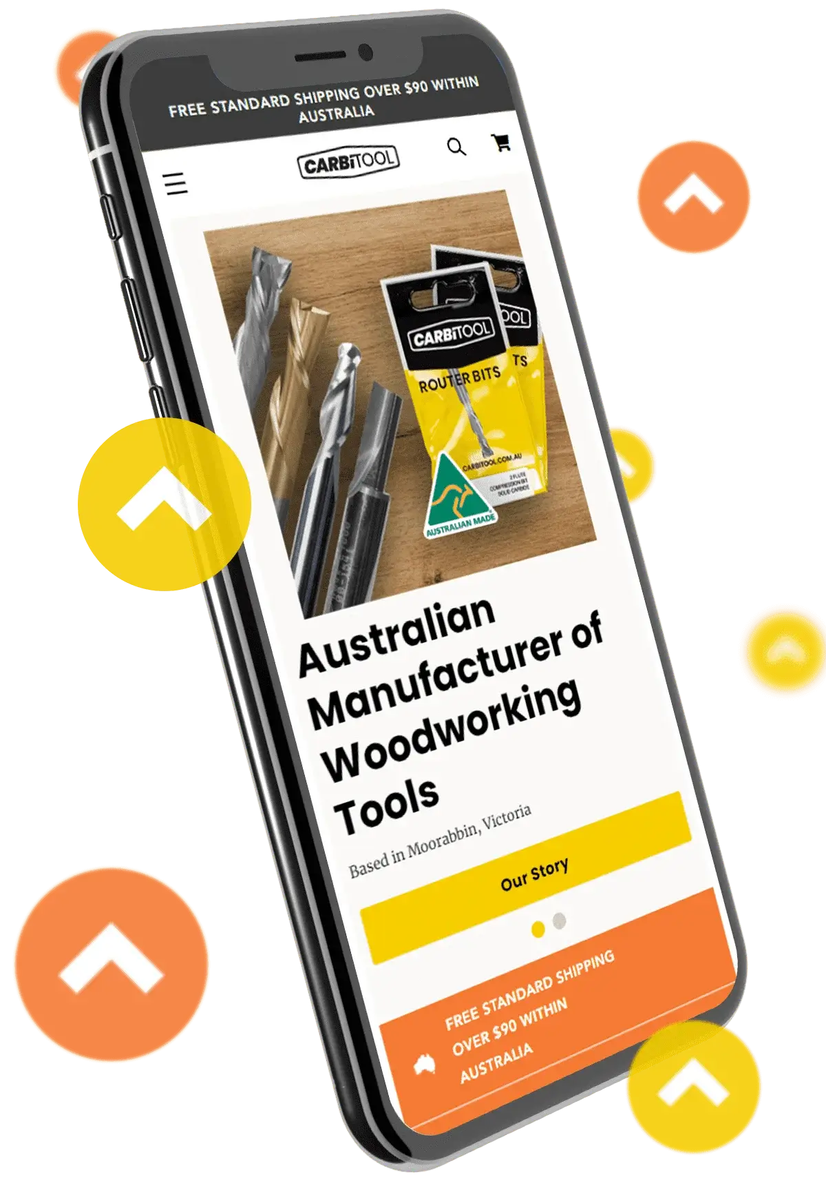 Carbitool Website Mockup on Mobile Device