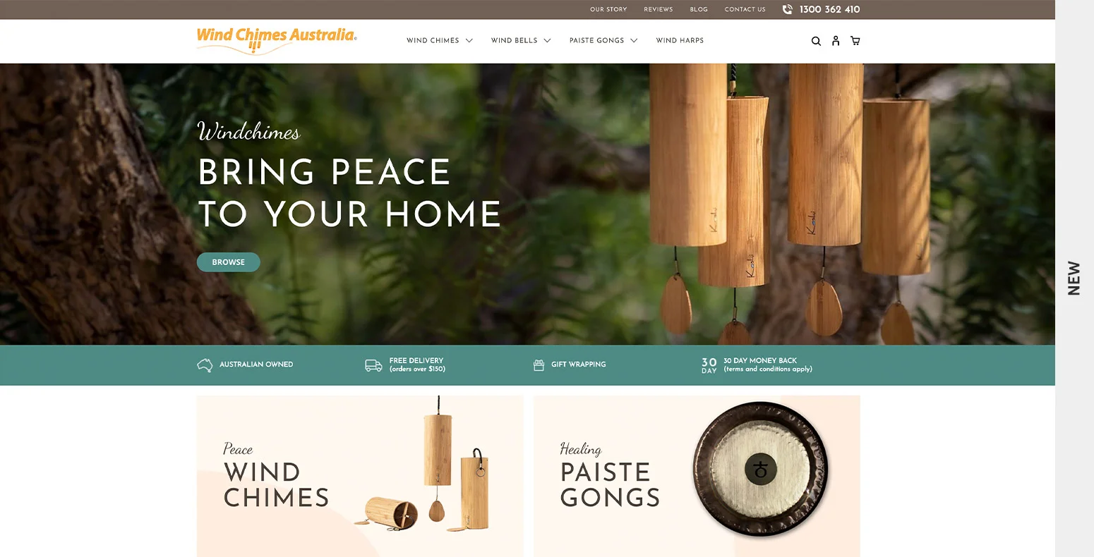 Wind Chimes Website After Transformation