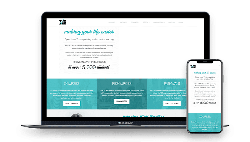 IVET website design mockup on desktop and mobile