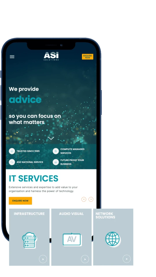 Modern look of the new ASI Solutions website on mobile device