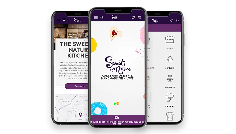 Sweet by Nature mobile website design mockup