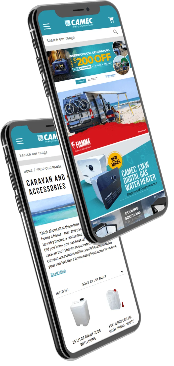 Camec Website Mockup on Mobile View