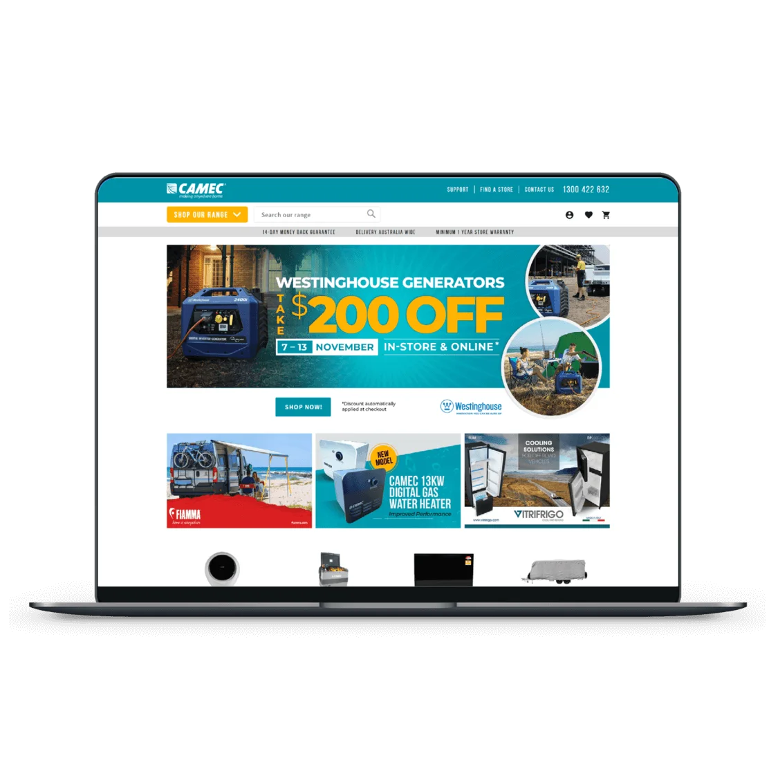 Camec Website Design on Laptop
