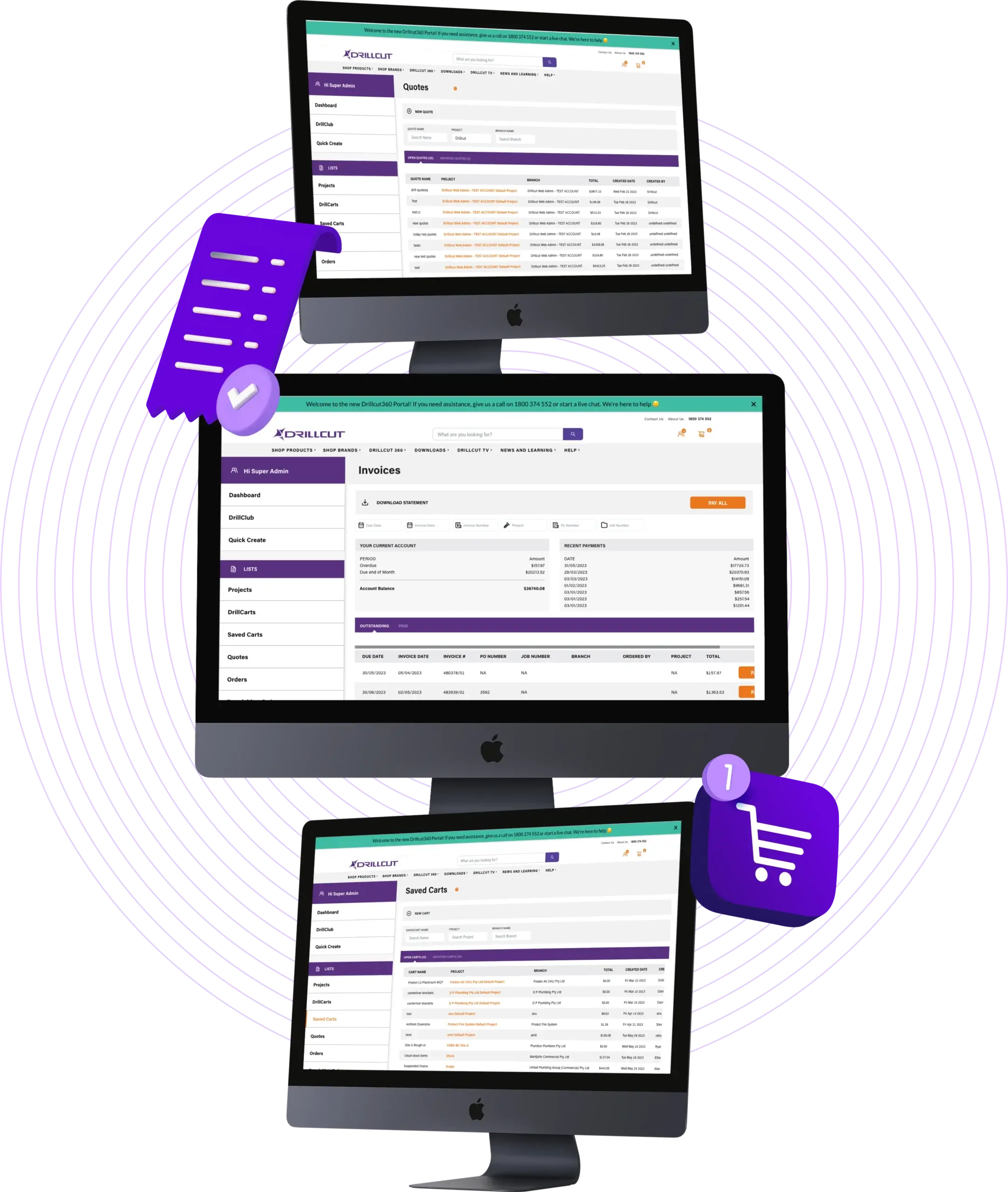 Desktop mockup for the Drillcut e-commerce section