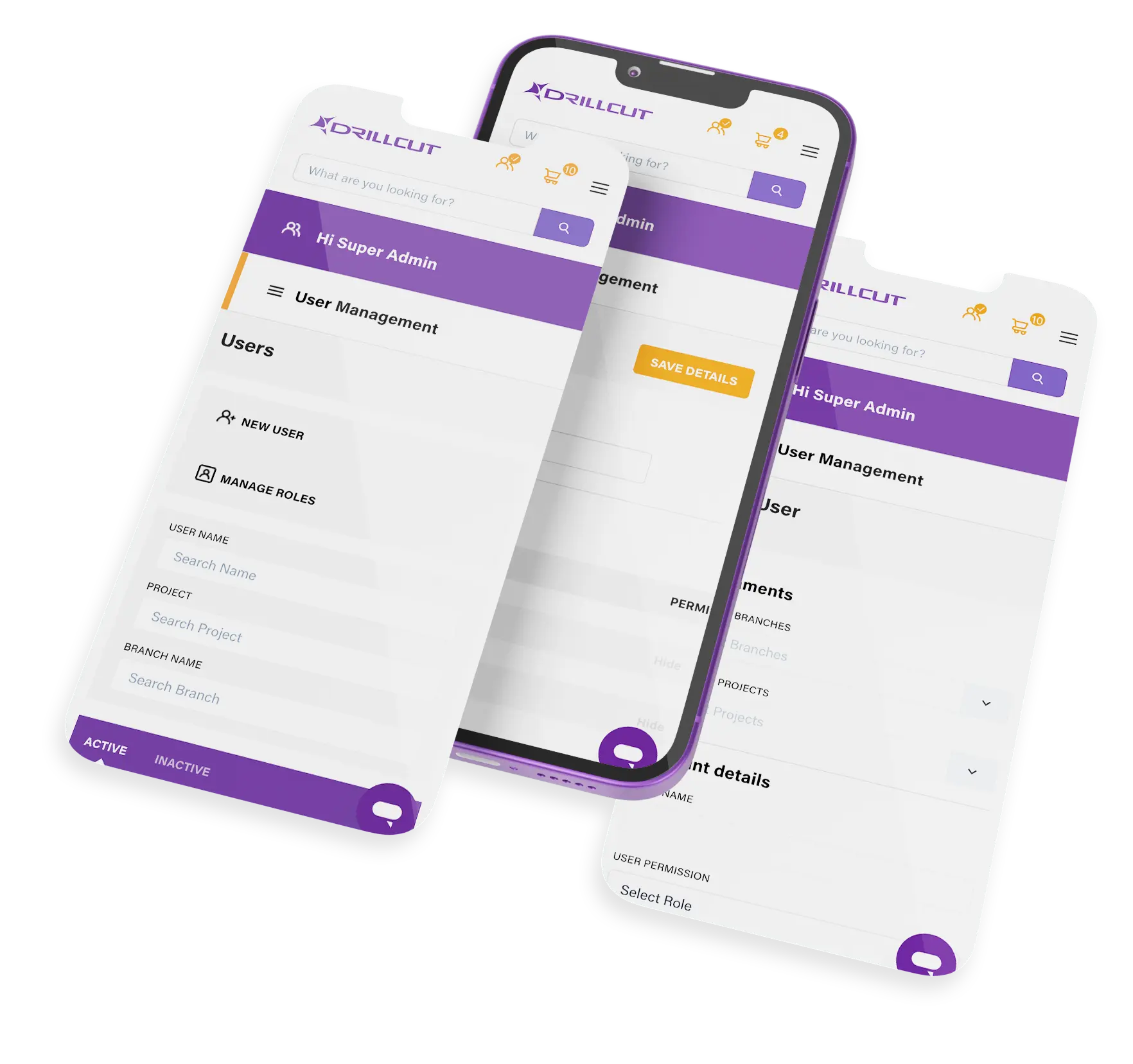 Mobile mockup for the Drillcut website
