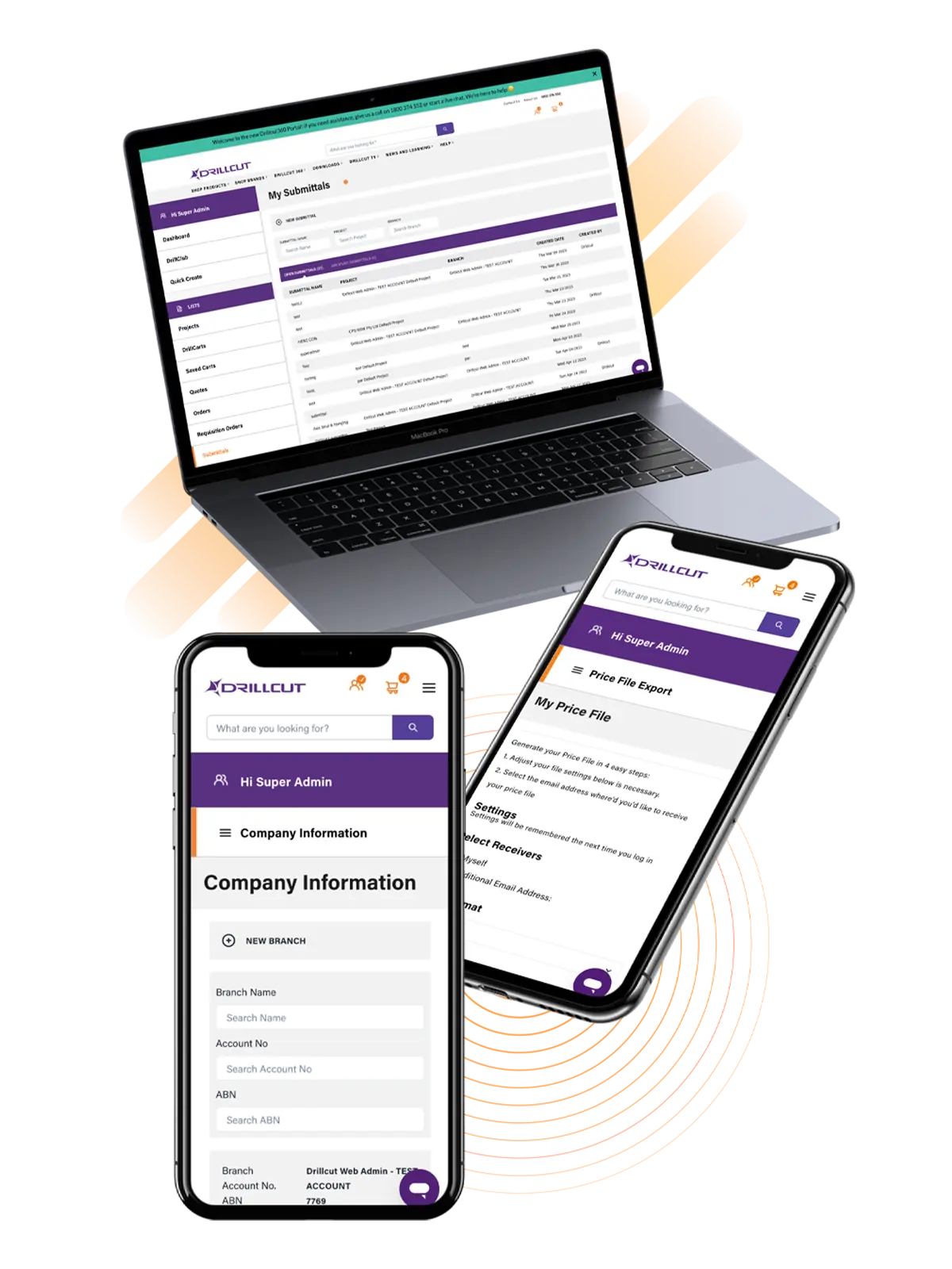 Mockup showing the Drillcut website on mobile and desktop