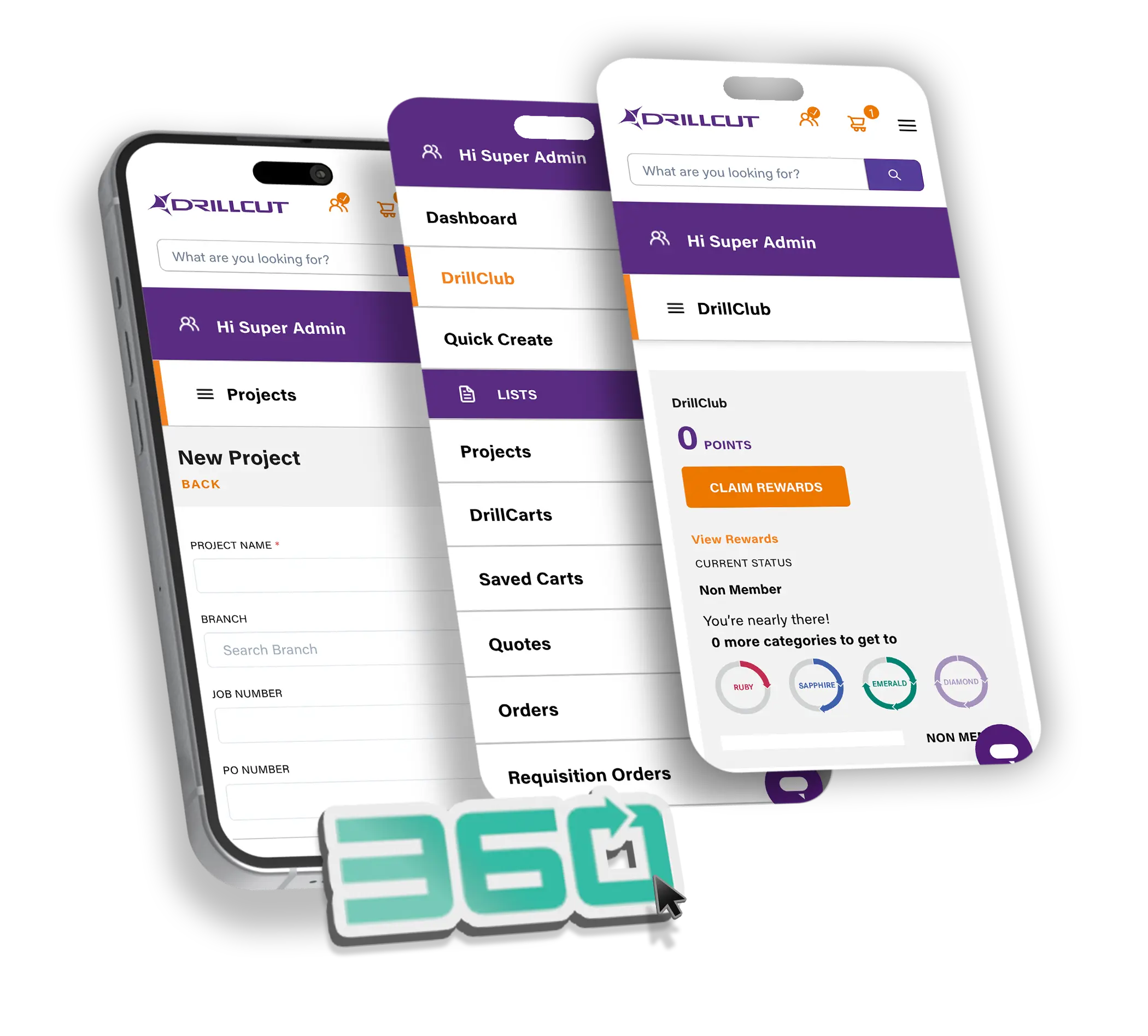 Phone mockup for the Drillcut website