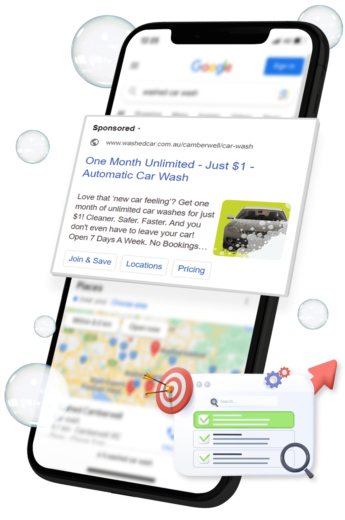 Google Marketing Advertisement Services for Washed Car