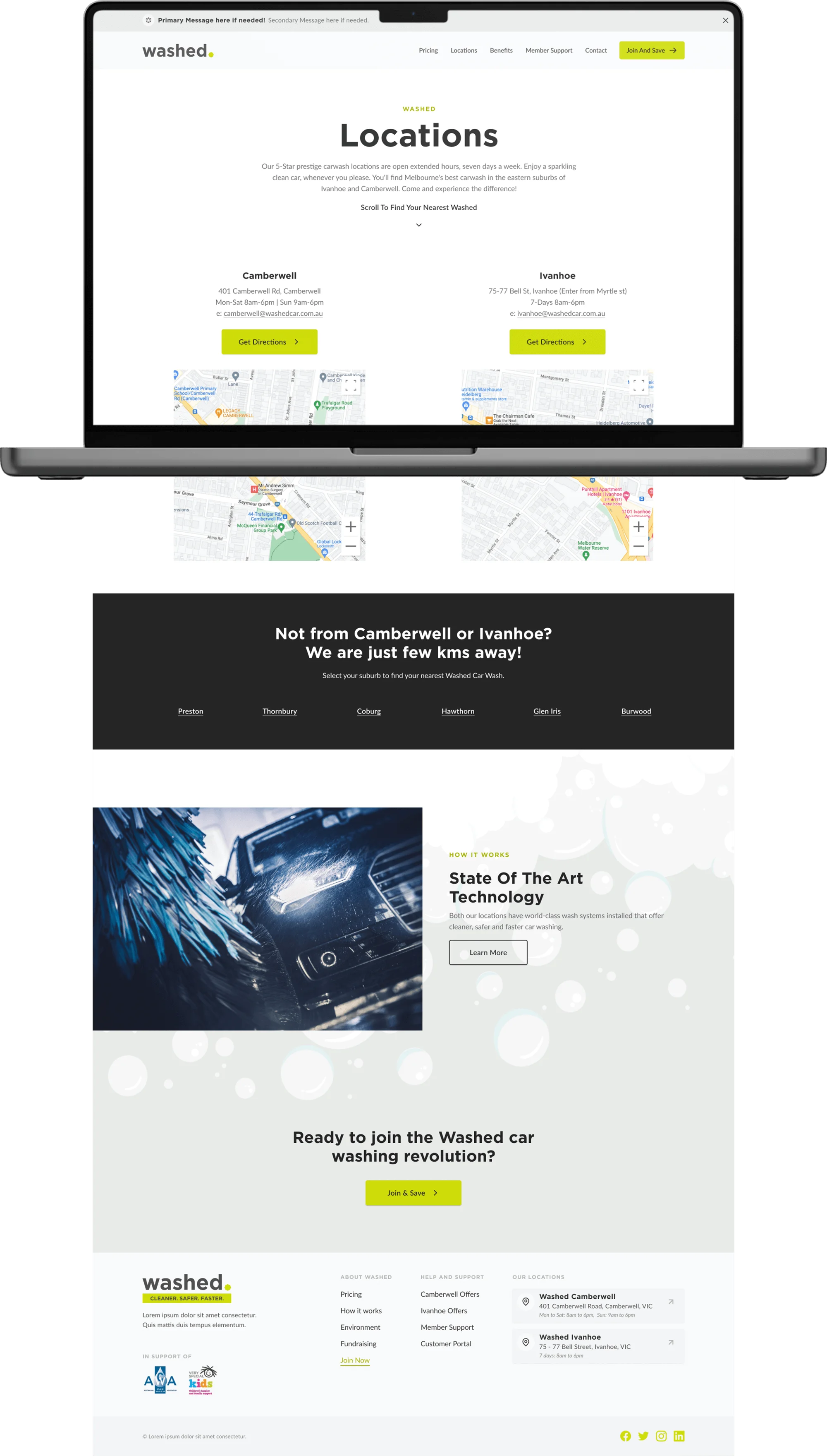 Washed Website's Location Services - Car Wash Facilities