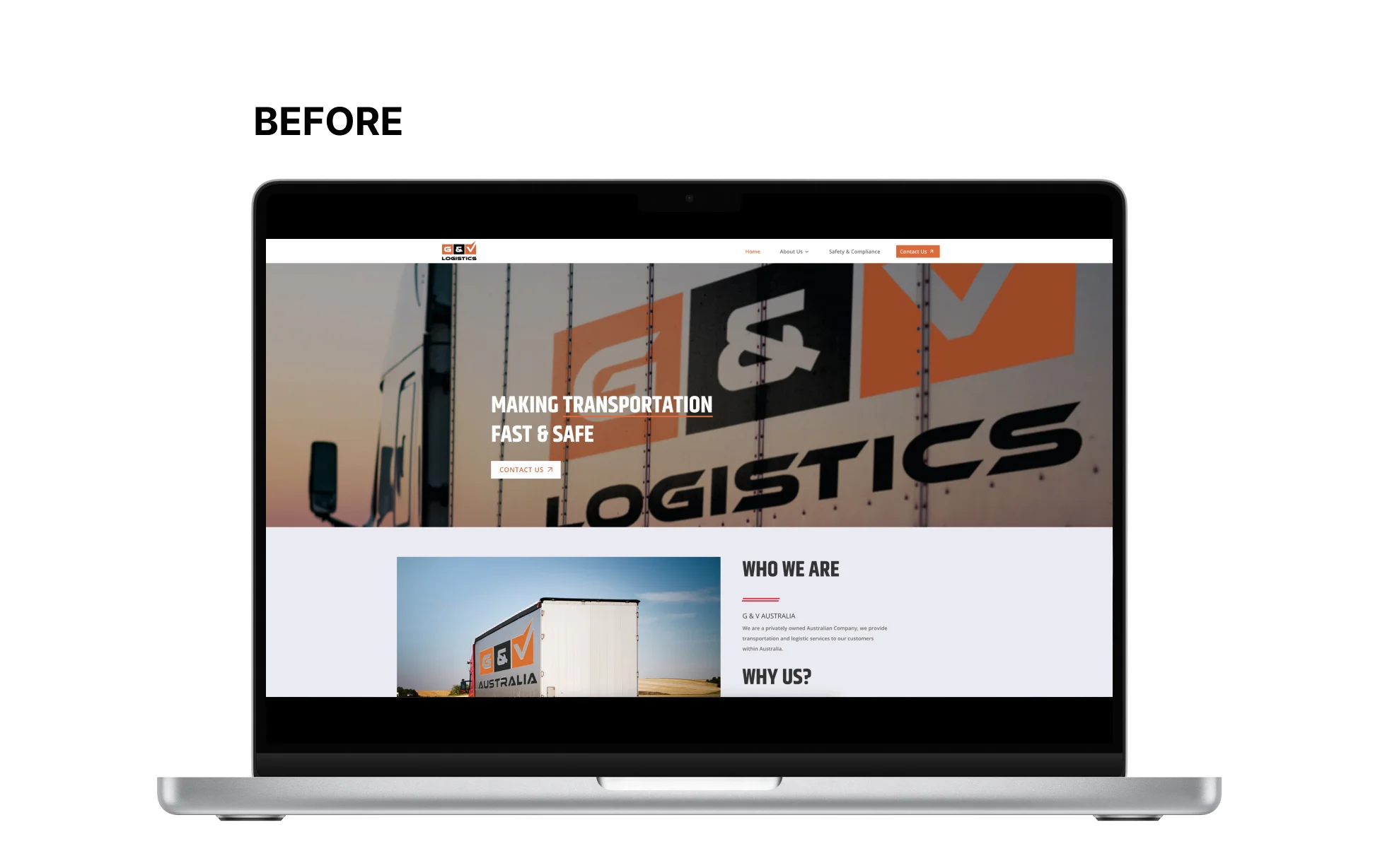 GV Logistic Website Before Transformation