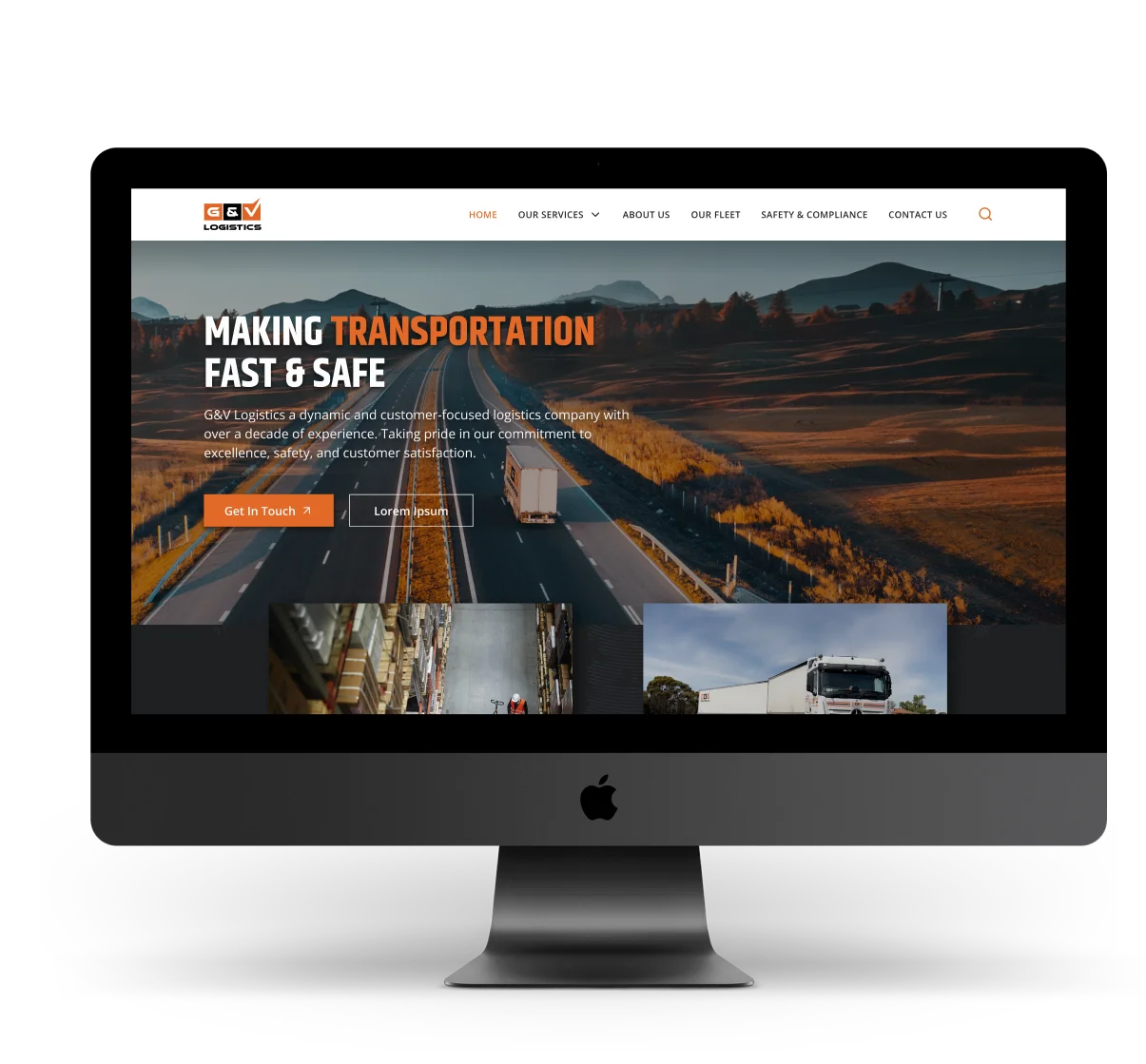 G&V Logistics Website on Computer