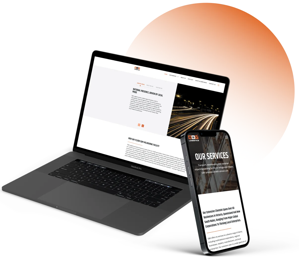 Laptop and Phone displaying G&V's Website Services