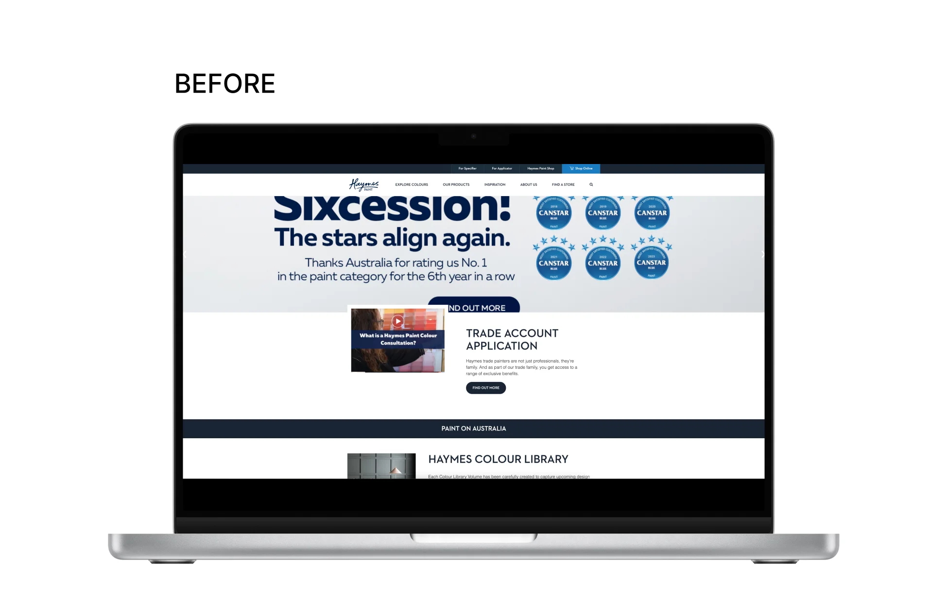 Haymes Paint Website Previous Design