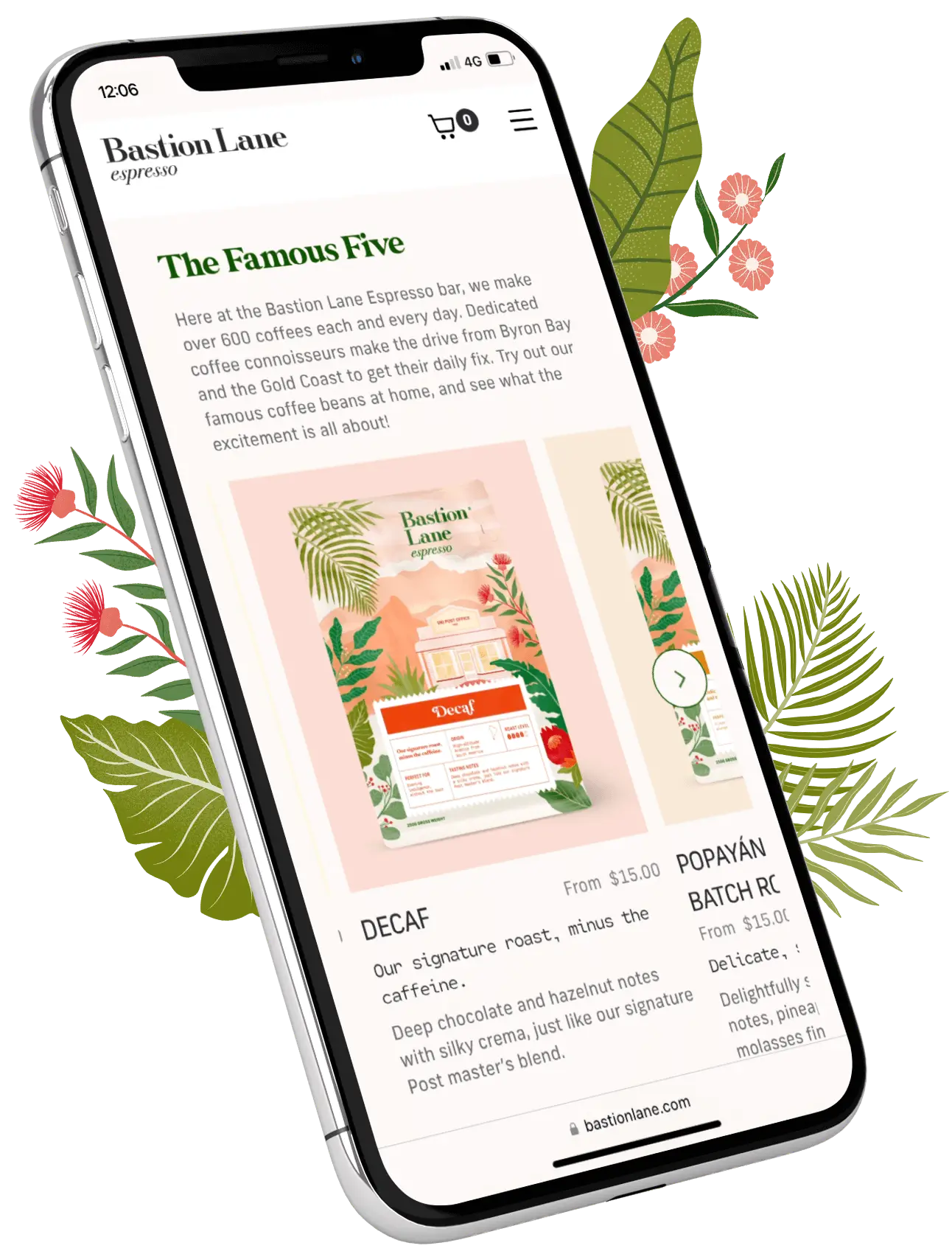 A mockup showcasing the website on a mobile device