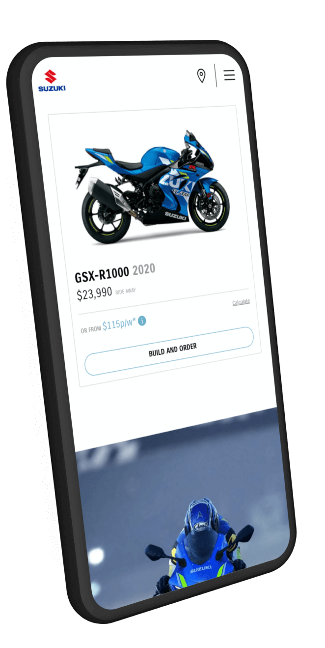Suzuki Motorcycles Mobile Website - Product Page Display