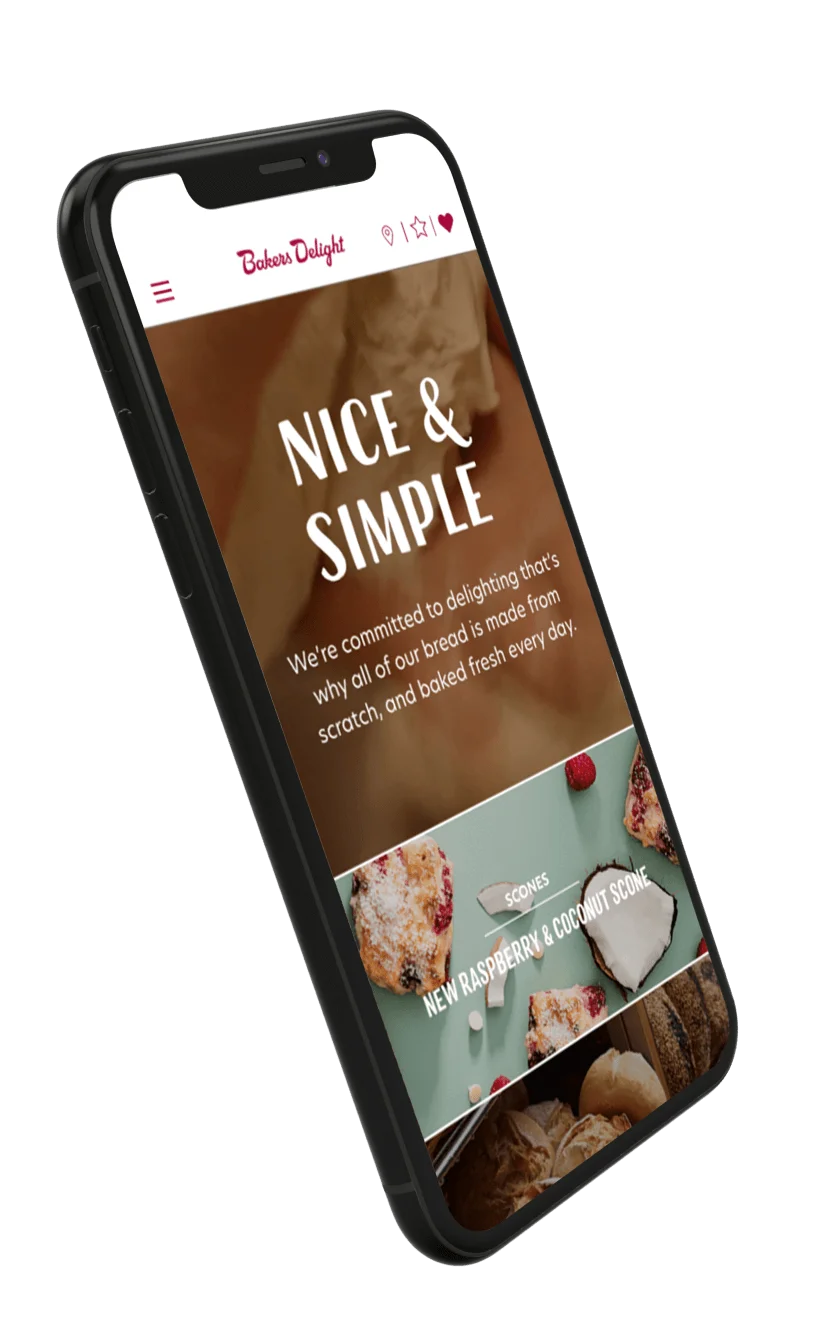 Bakers Delight - Nice & Simple Website on Mobile Display